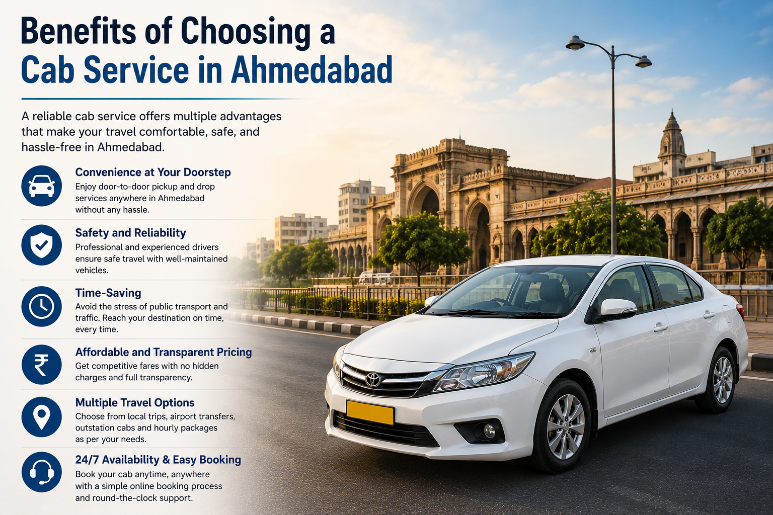Top Places to Visit Using a Cab Service in Ahmedabad