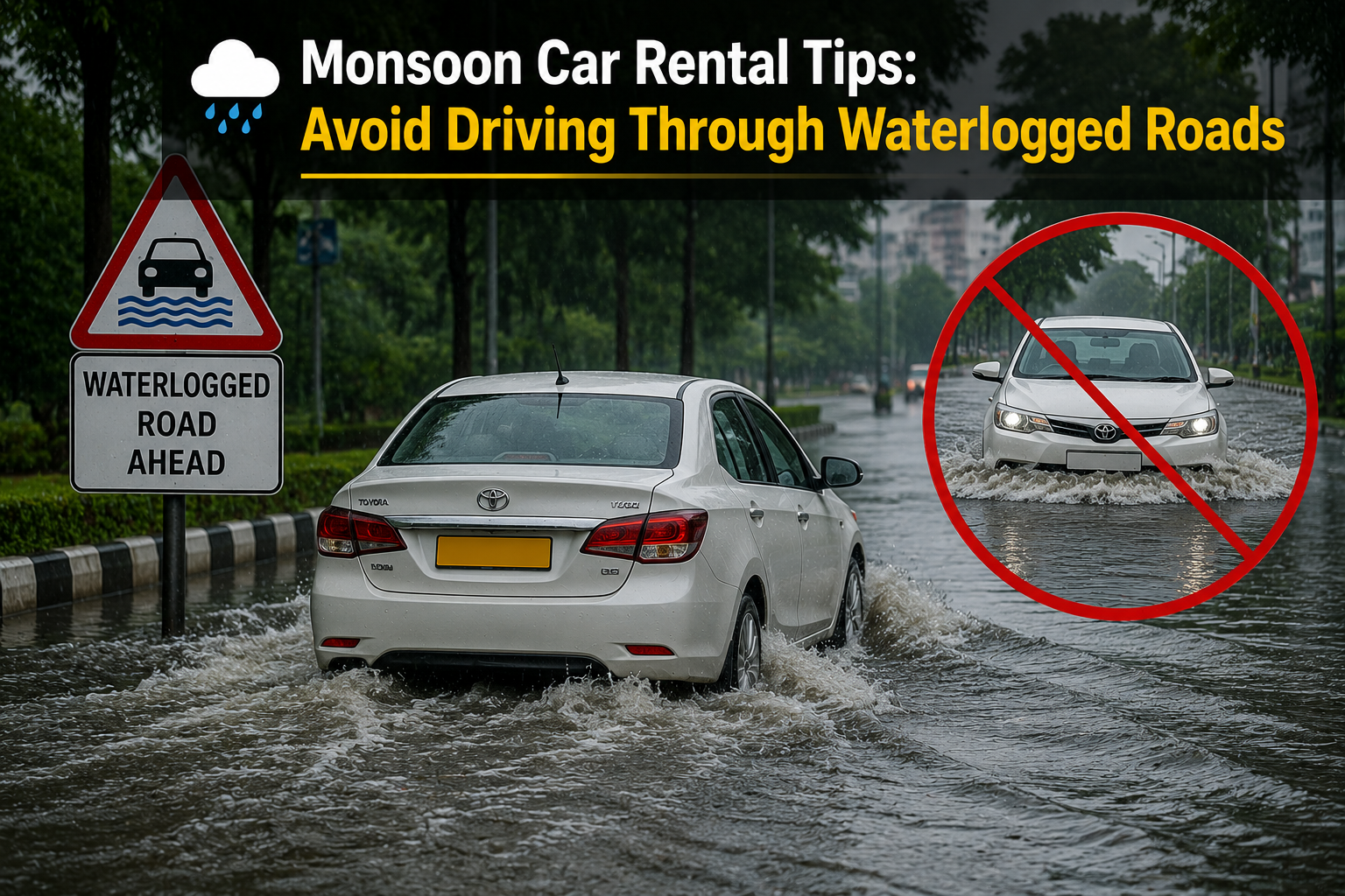 Avoid Driving Through Waterlogged Roads